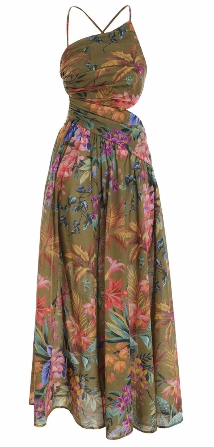 tropicana asymmetric dress Zimmermann in Khaki Print – Rent a Dress Asymmetrical Dress Pattern - UK8 dry flat Imported Womens Color:M-White