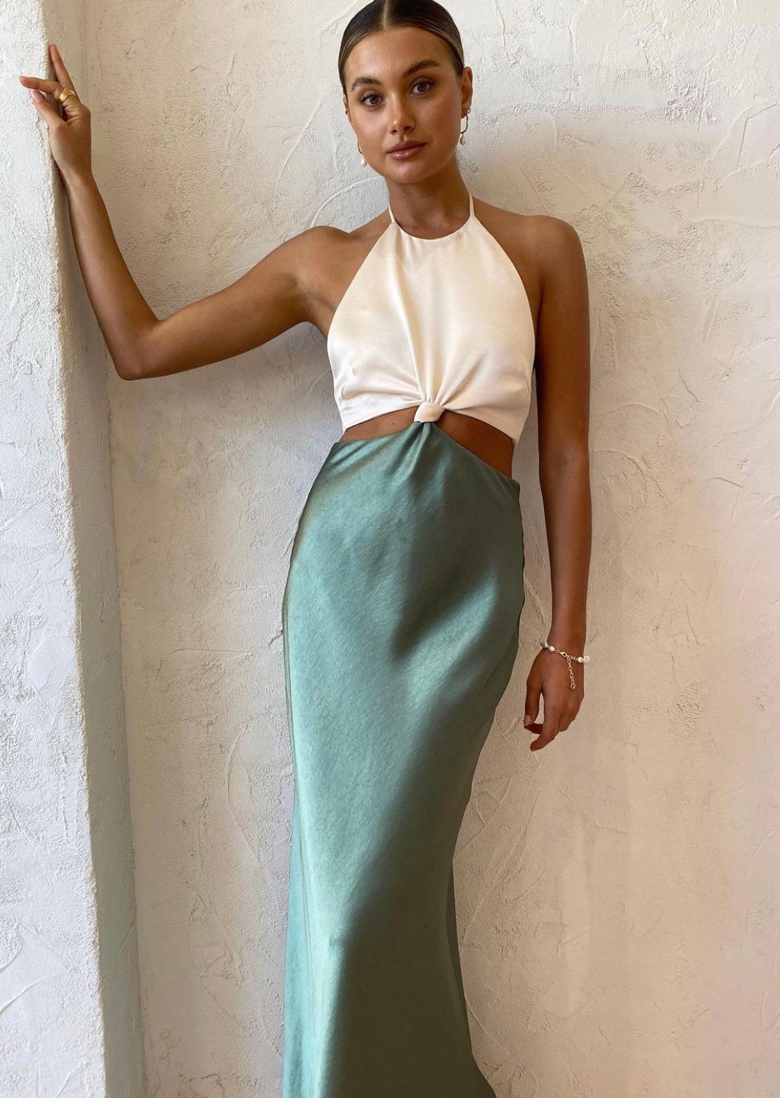 carrie halter maxi dress Bec + Bridge – Rent a Dress Navy and Ivory