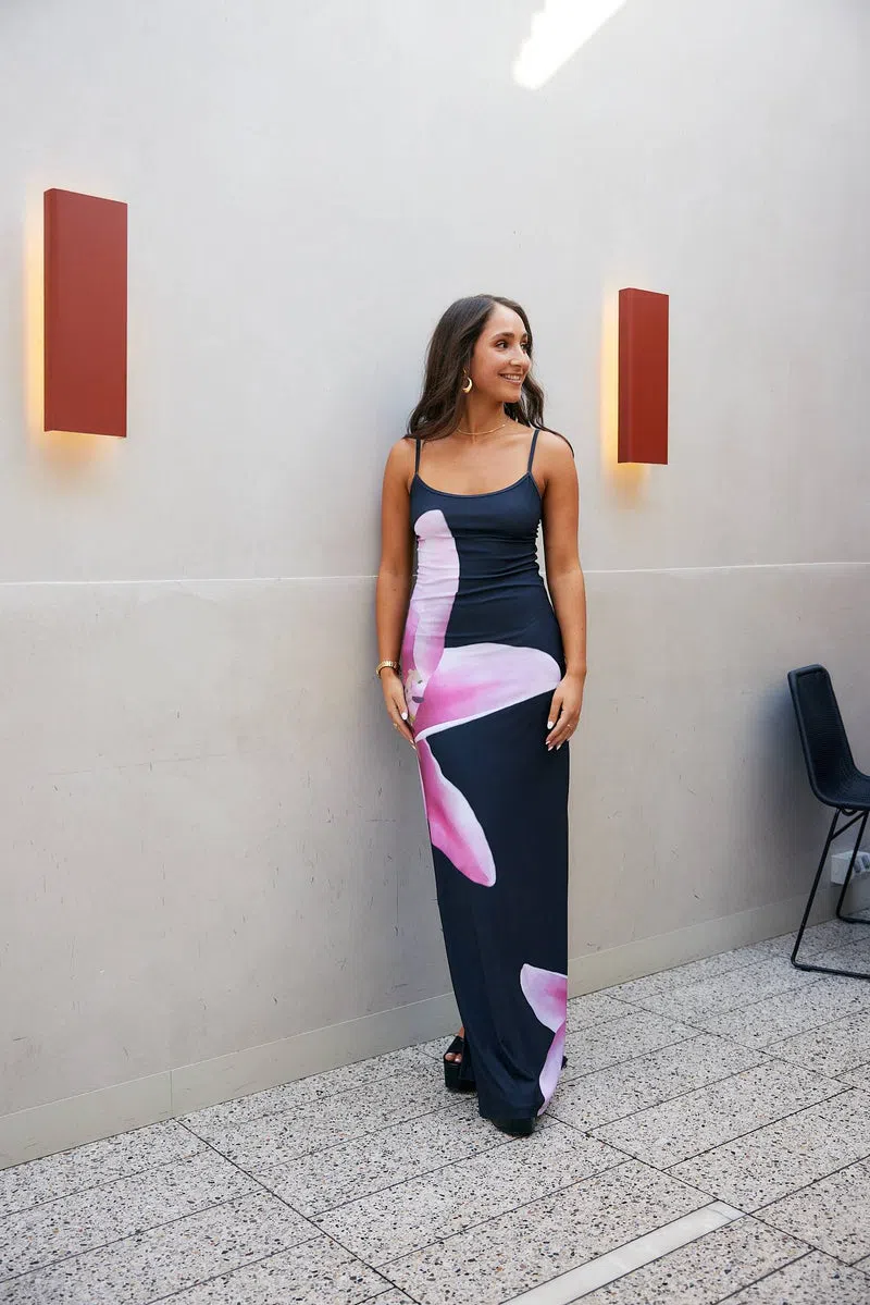 pink lily black dress Pink Lily All Begins With Love Black Maxi Dress With Deep Plunge Neckline, XS