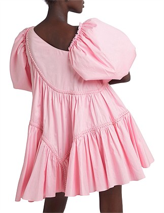 575-CASABIANCA BRAIDED ASYMMETRIC PUFF SLEEVE MINI DRESS 2