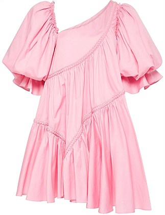 575-CASABIANCA BRAIDED ASYMMETRIC PUFF SLEEVE MINI DRESS 3