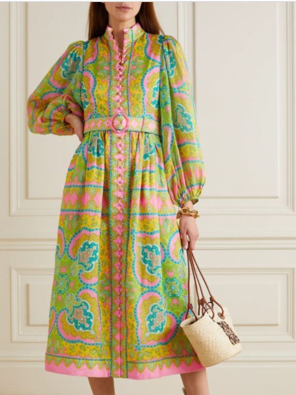 575-ZIMMERMANN ESTELLE BUTTONED MIDI DRESS PRINT