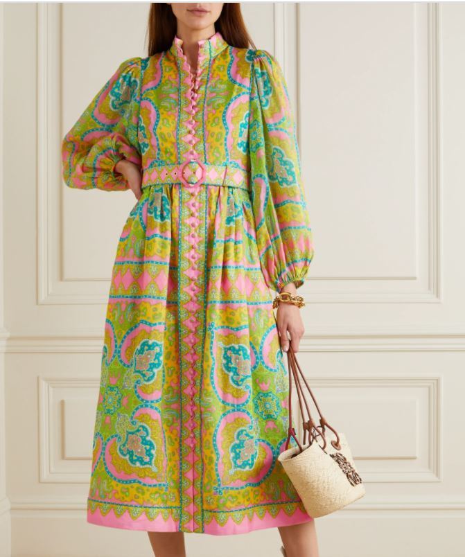 575-ZIMMERMANN ESTELLE BUTTONED MIDI DRESS PRINT