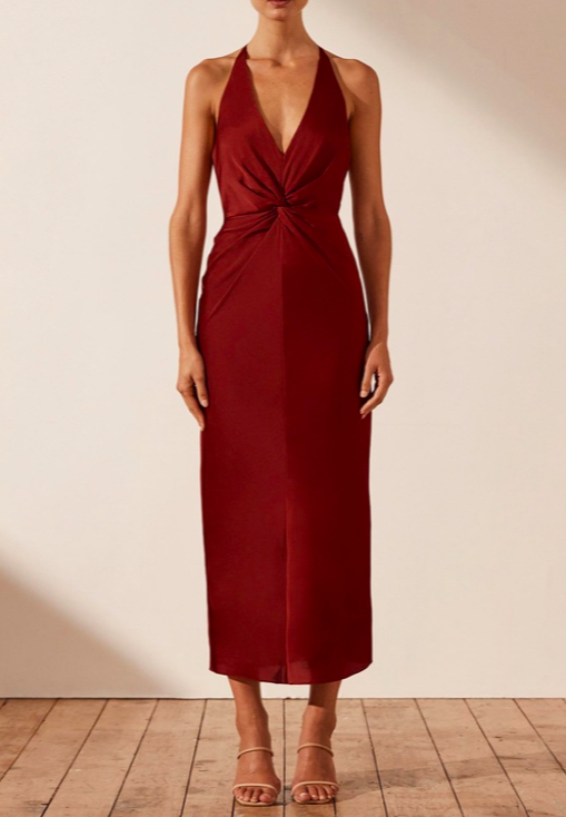 shona joy halter midi dress Dress La Lune Plunged Halter Midi Dress Lemon Dresses Joy 2025-3