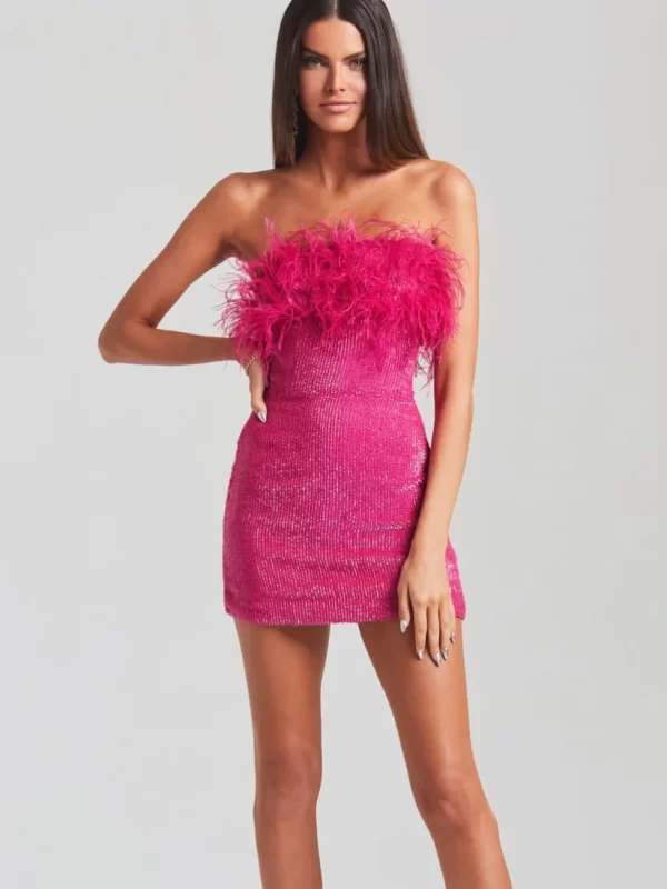 Retrofete Torin Sequin Feather Dress