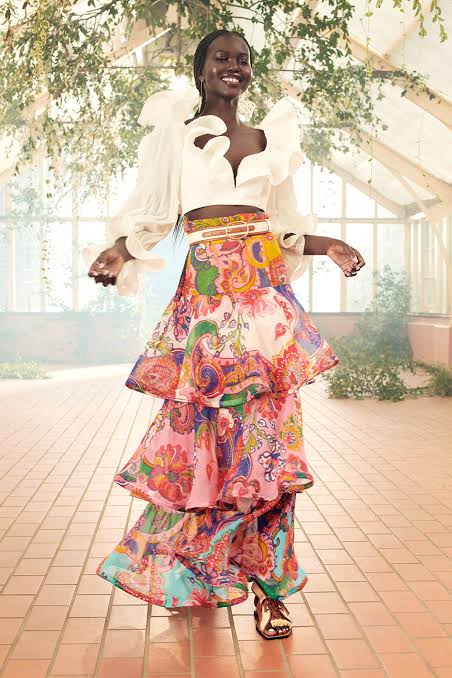 Zimmermann Lovestruck Tiered Flounce Skirt in pink for rent.