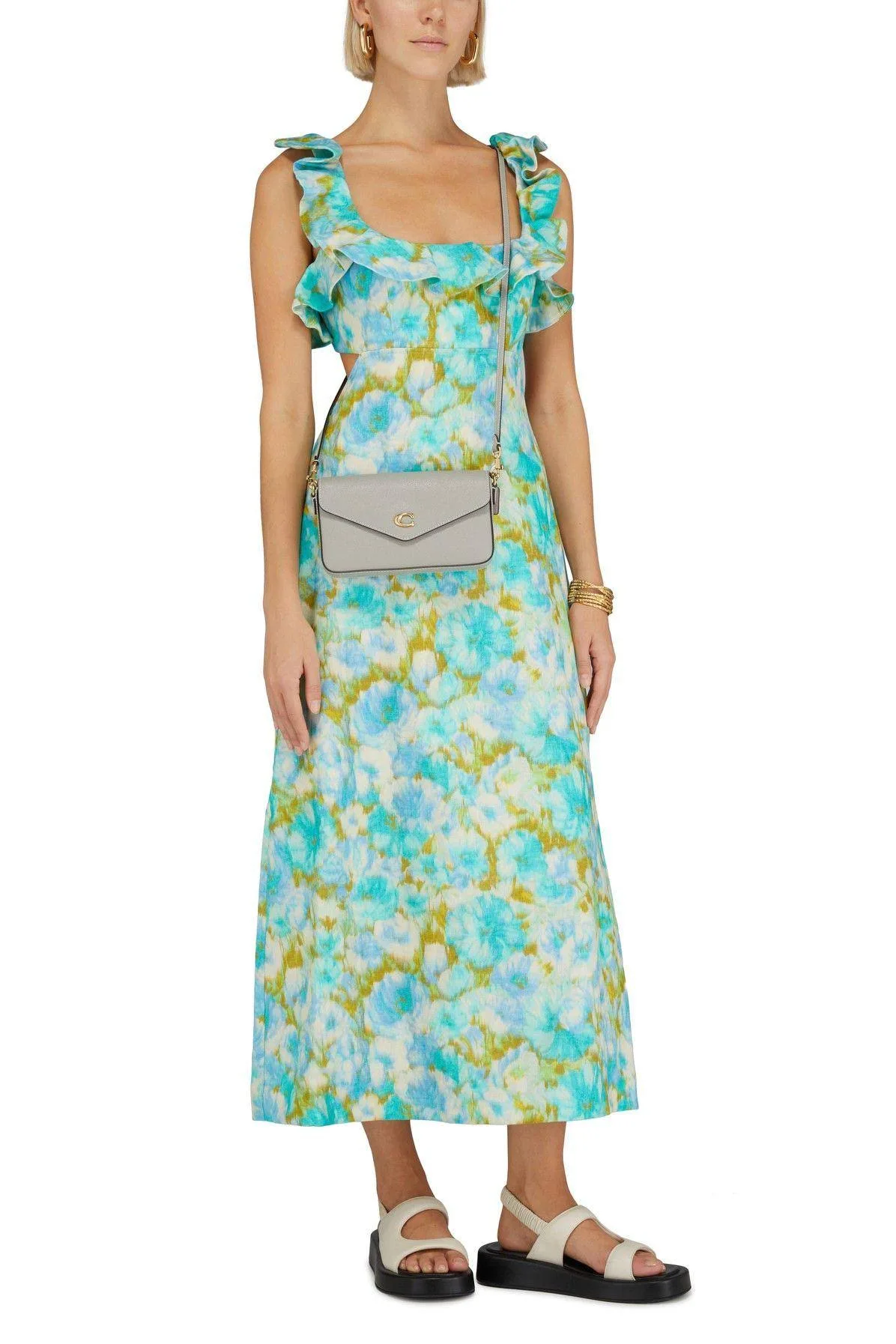 Zimmermann High Tide Open-Back Ruffled Floral-Print Linen Midi Dress