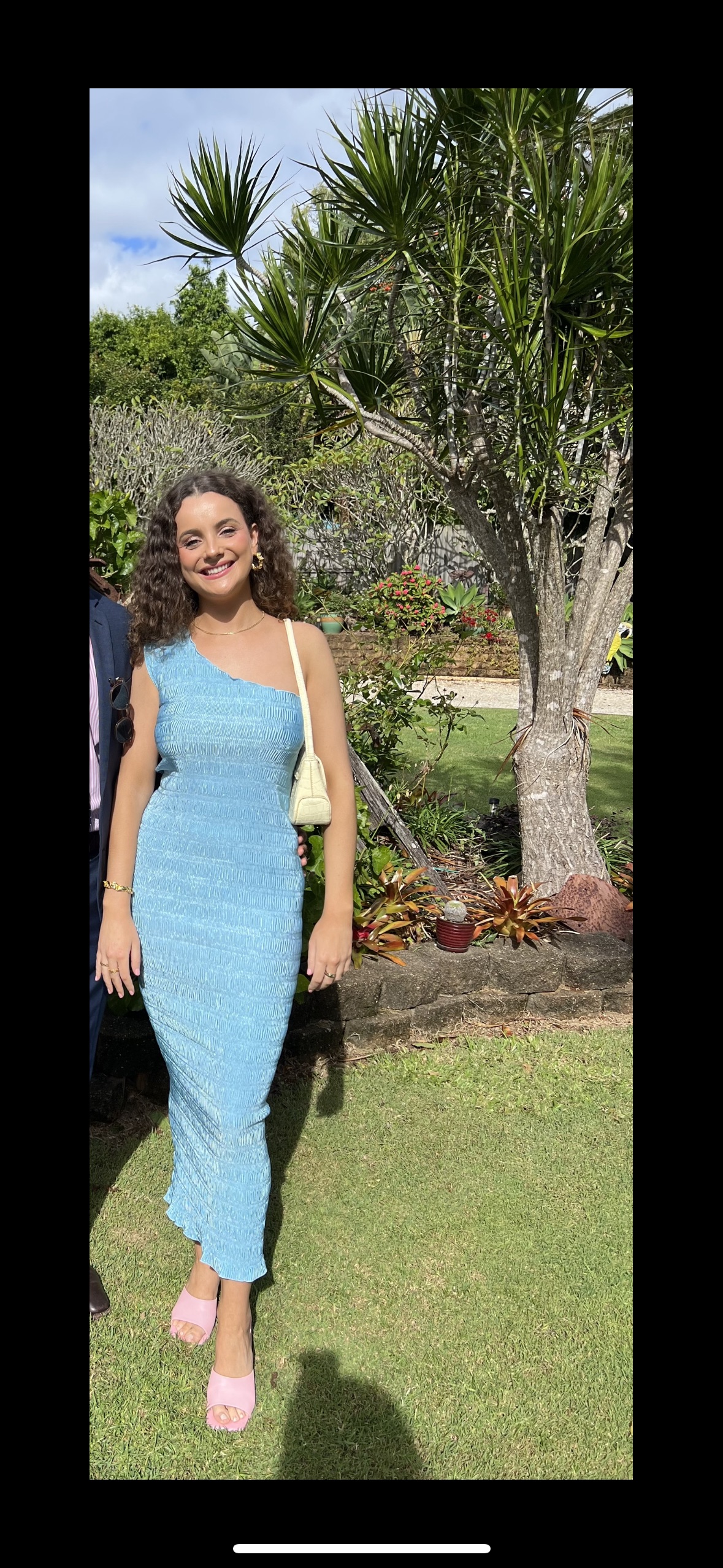 L'idee Gigi One Shoulder Smocking Gown for hire.