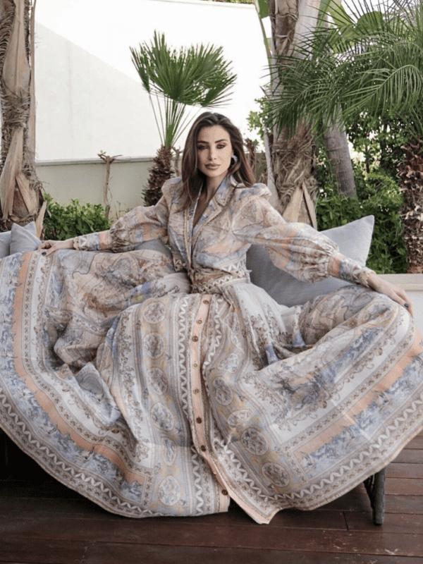 Zimmermann High Tide Maxi Skirt in Odyssey Print for hire.
