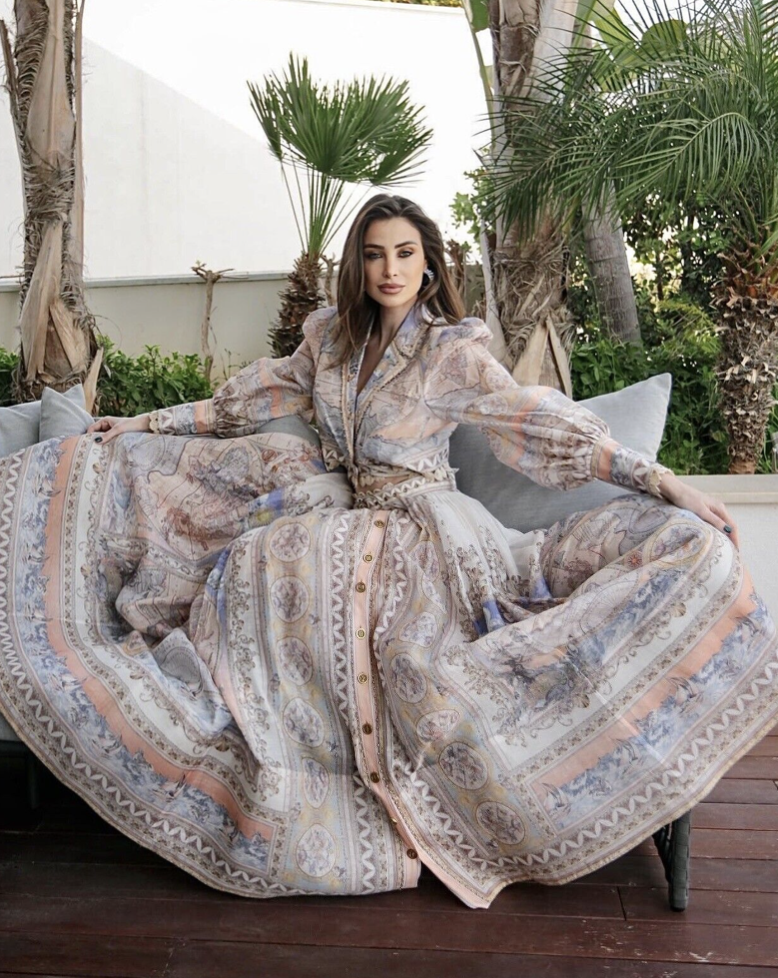 Zimmermann High Tide Maxi Skirt in Odyssey Print for hire.