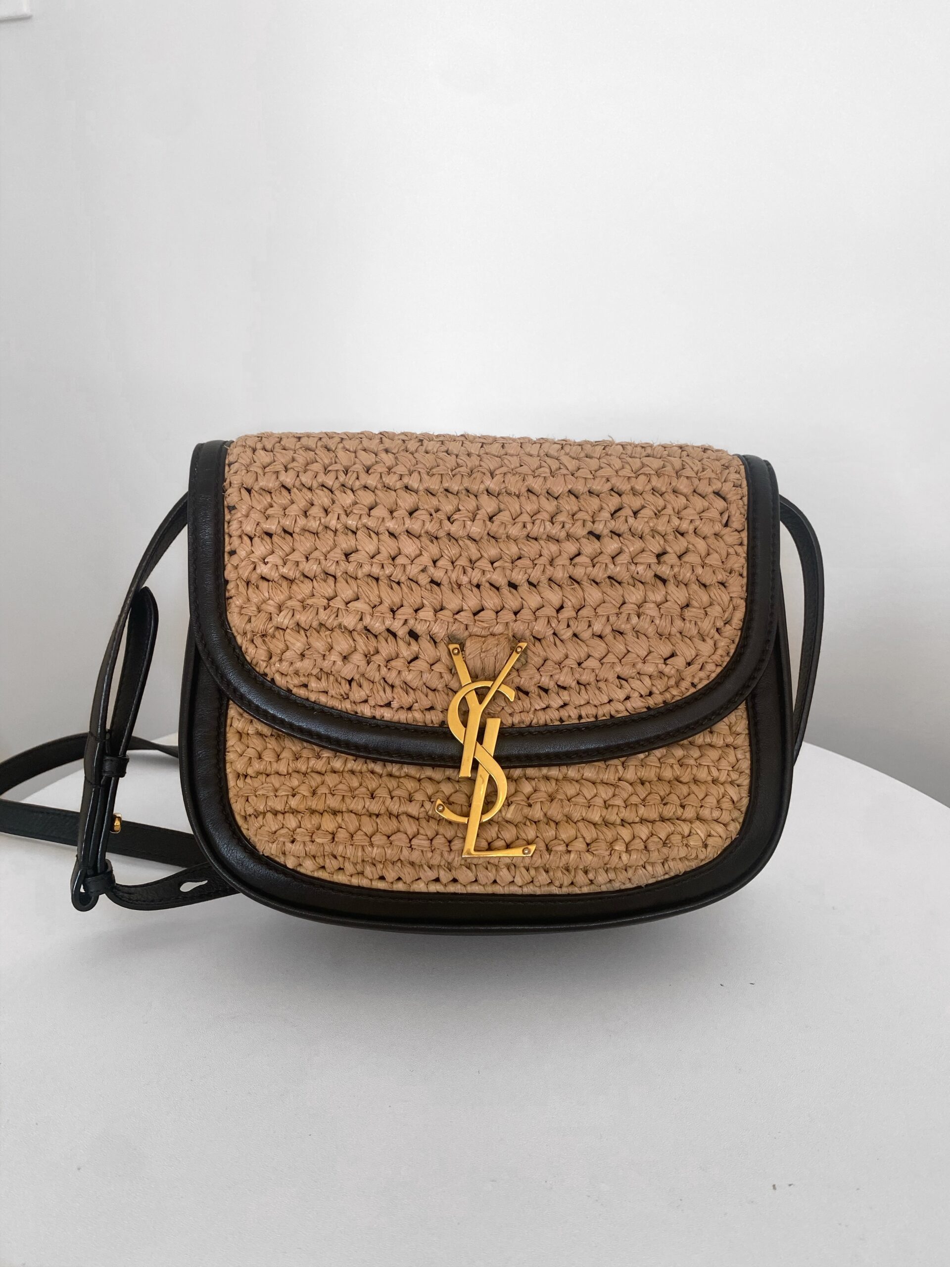 YSL Kaia Raffia Medium Bag for hire.