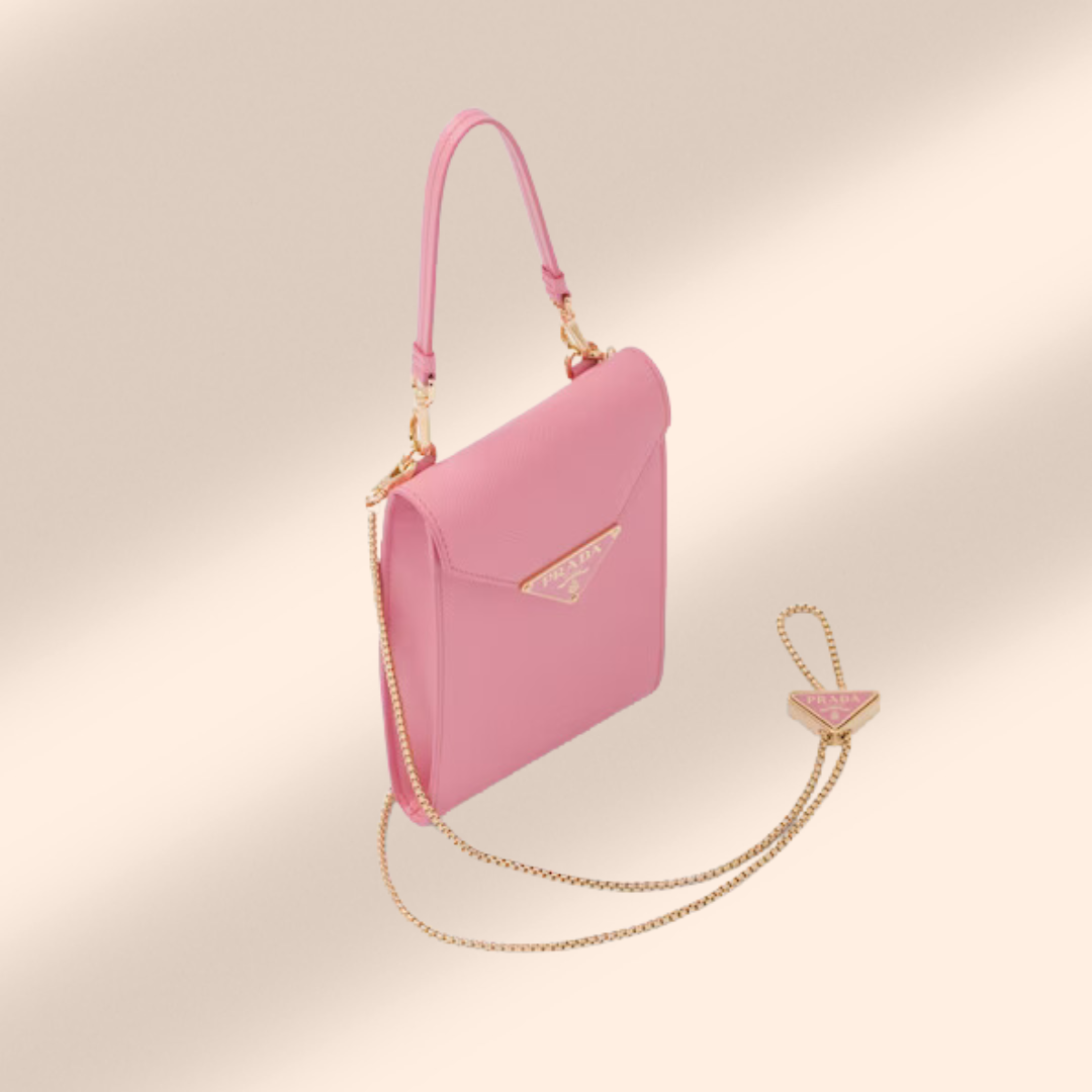 Prada Staffiano Mini Bag in Petal Pink for hire.