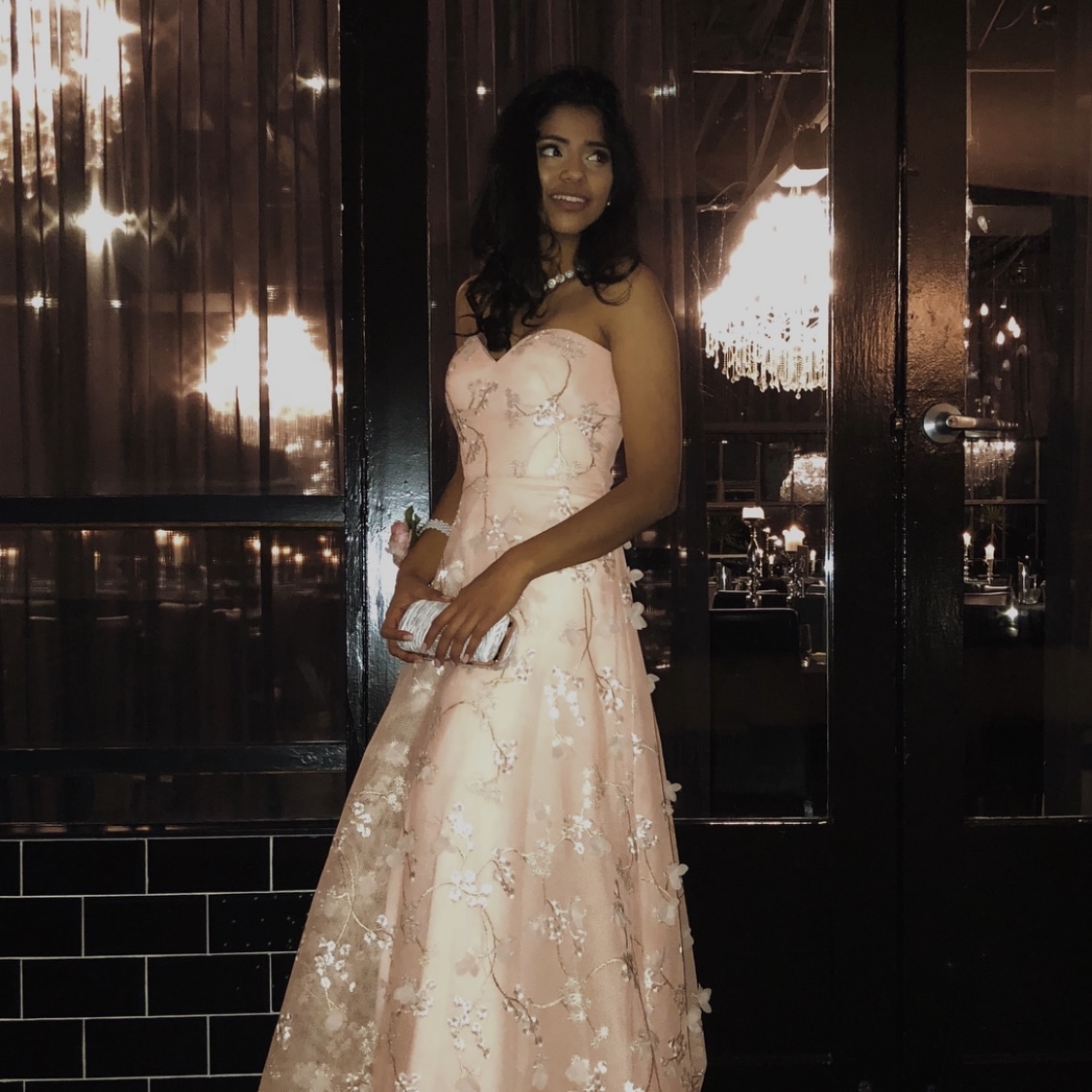 Bariano Elenora Sweetheart Mesh Gown for hire.