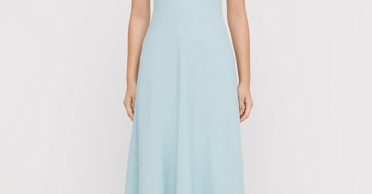crepe knit square neck dress Scanlan Theodore in Blue – Rent a Dress extra20