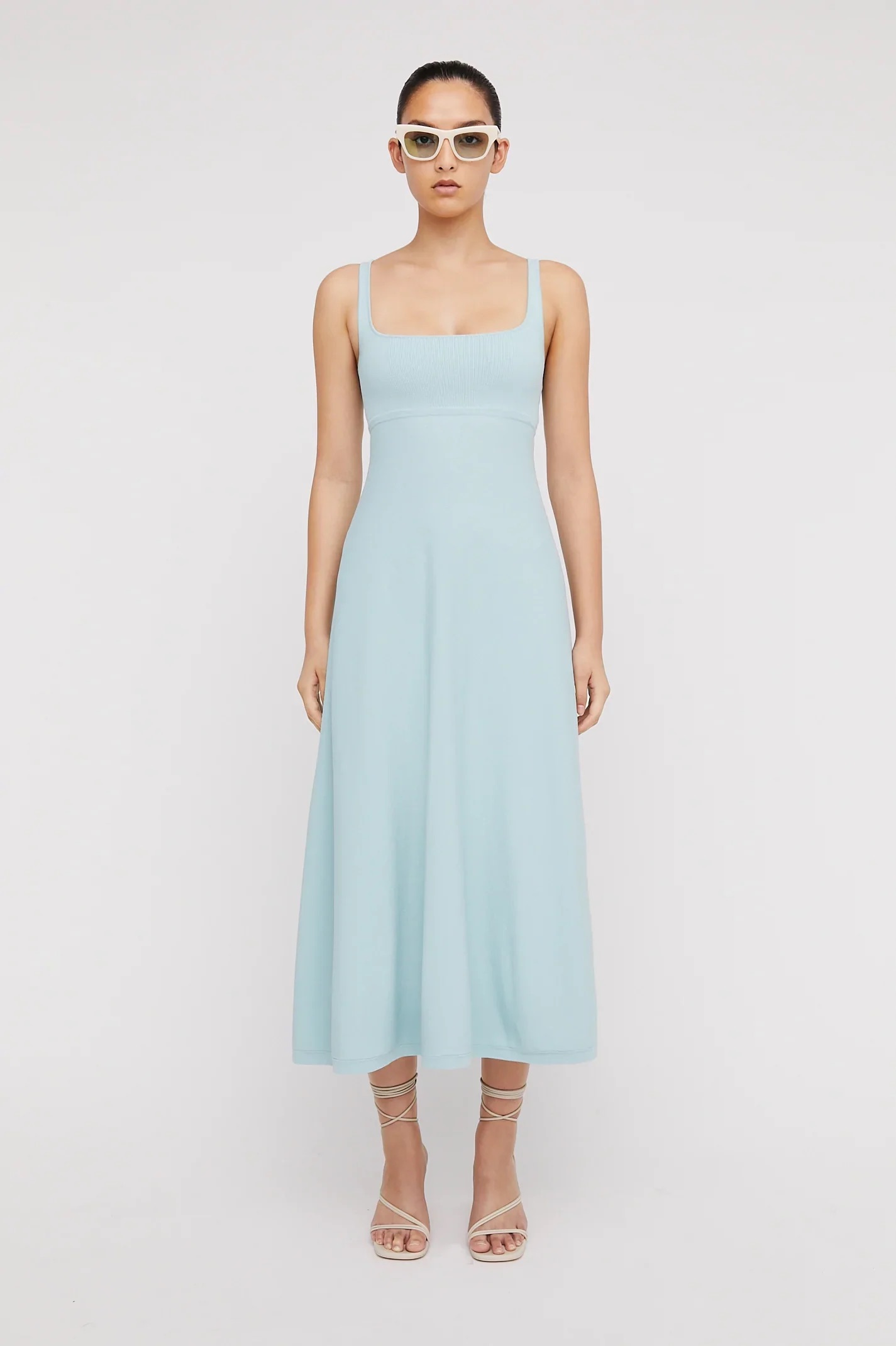 scanlan theodore crepe knit square neck dress CREPE KNIT SQUARE NECK SFT DRESS - SPICE