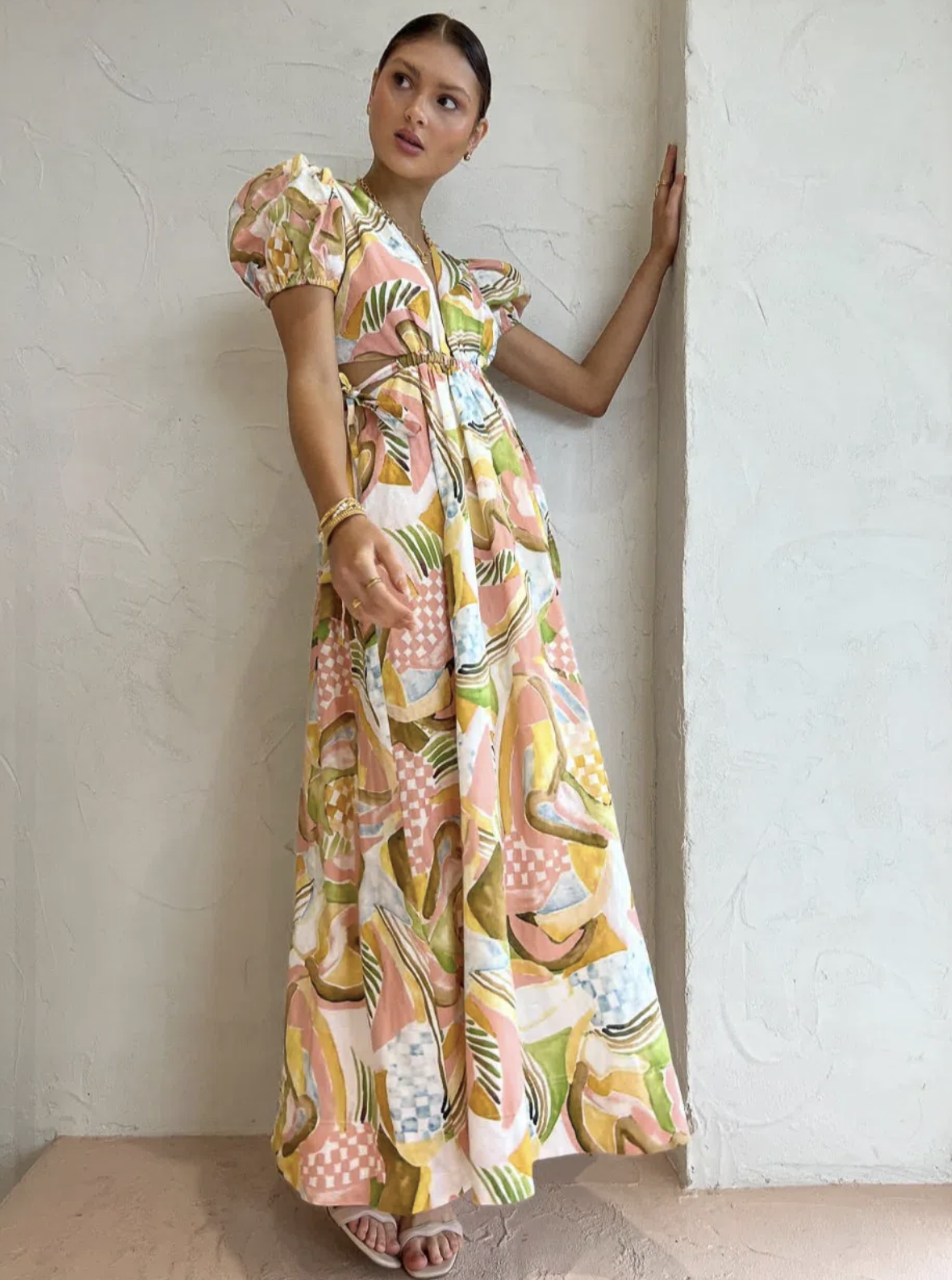 By Nicola Ahoy Plunge Maxi Dress for hire.