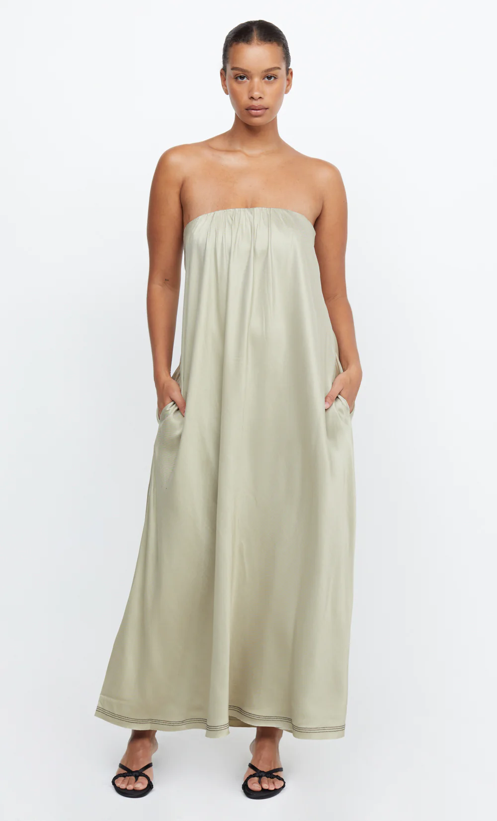 bec and bridge sage green dress + Tillie Strapless Maxi – Rent a Dress Fabric:Tulle