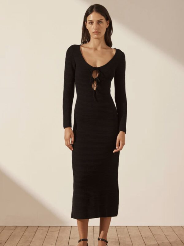 Shona Joy Eve Long Sleeve Keyhole Midi Dress for hire