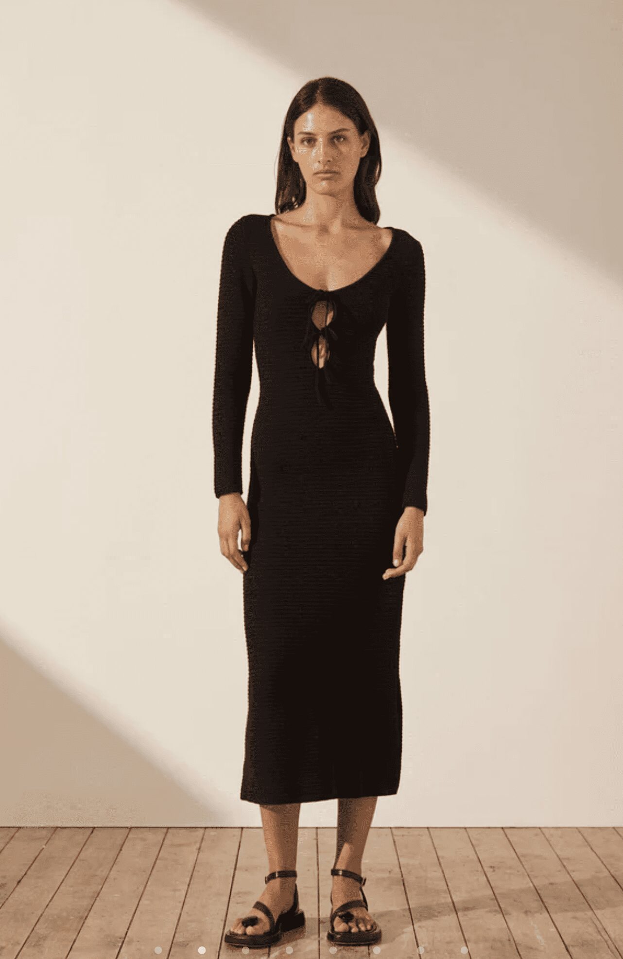 Shona Joy Eve Long Sleeve Keyhole Midi Dress for hire