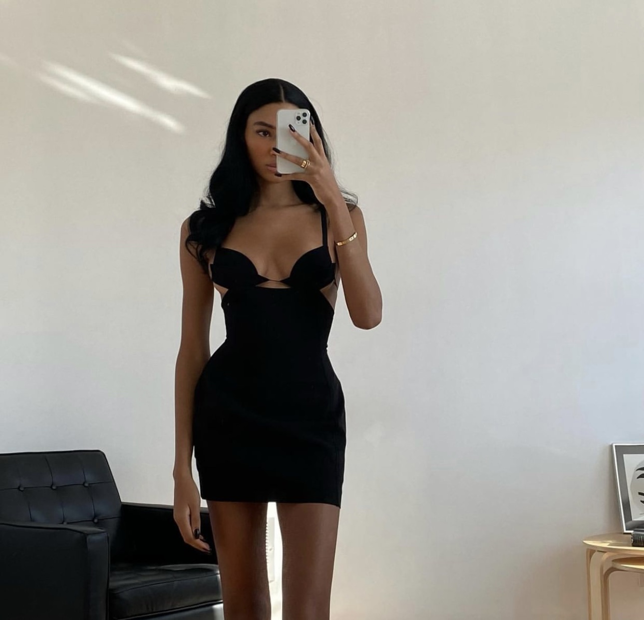 nensi dojaka layered cut out mini dress Nensi Dojaka - Ribbed Knit Cut-Out Mini Dress