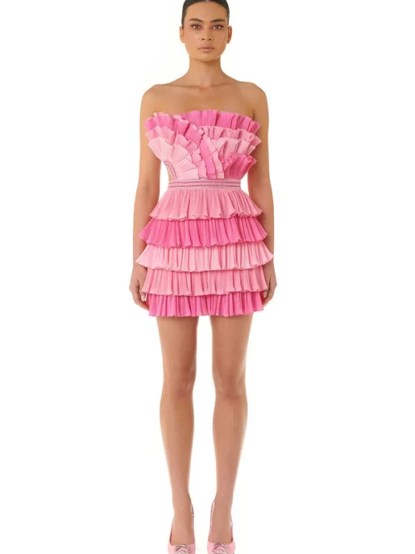 Rent the Josephine Dress by Eliya The Label. Pink strapless mini dress.