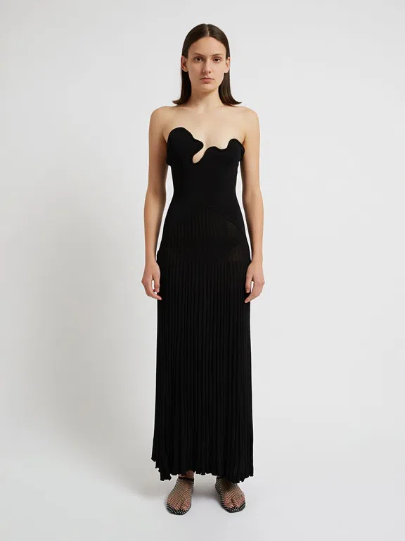 sculptured pleated rib dress strapless open back dress Sculptured Pleated Rib Gown  Hills Dress Hire