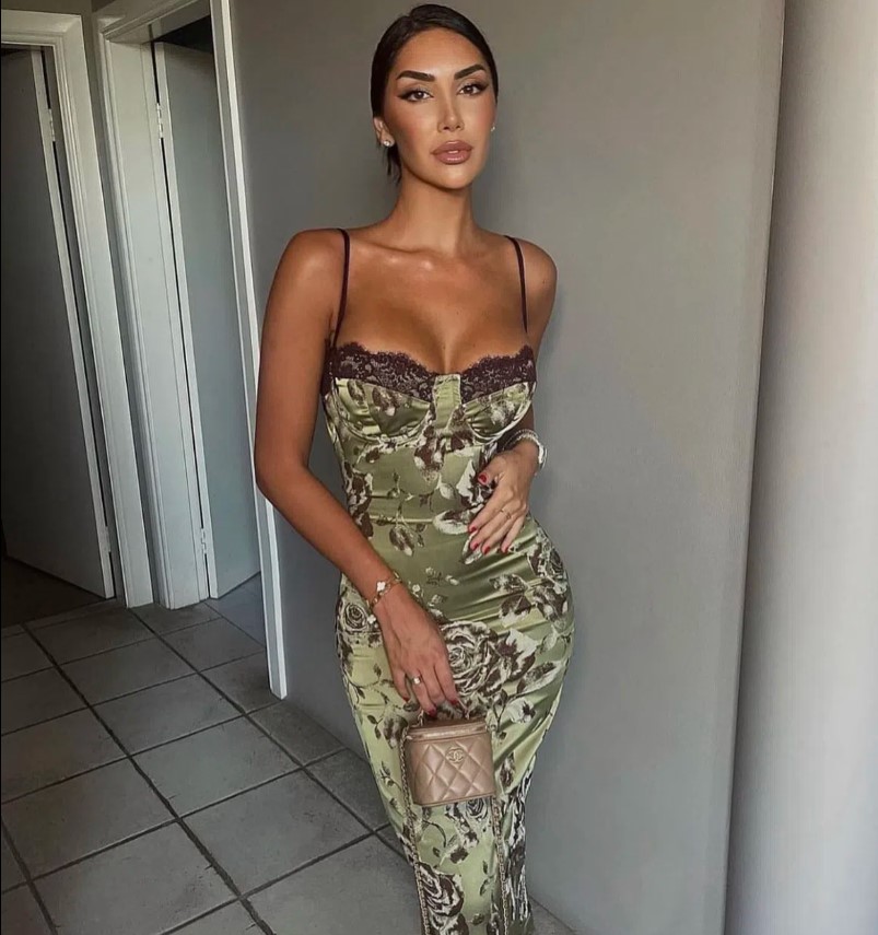 house of cb green floral dress House of CB Cassia Floral Midi Dress Green Size Small – Rent a Dress