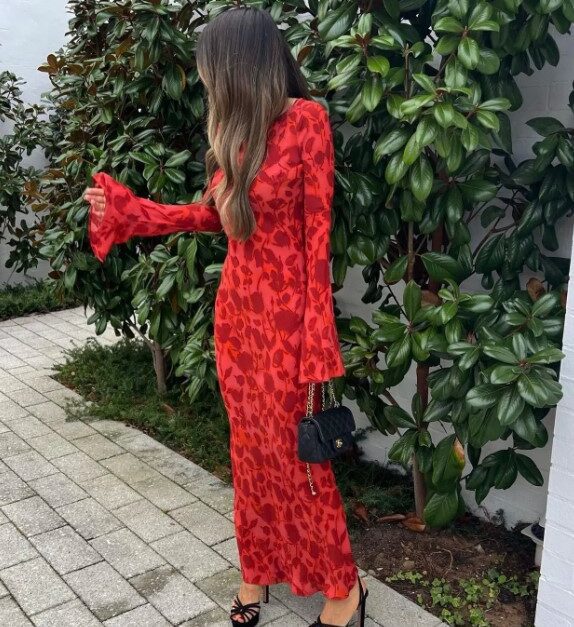 realisation par long sleeve dress Réalisation Par The Gia Havana Print Long Sleeve Maxi Dress – Rent a Dress