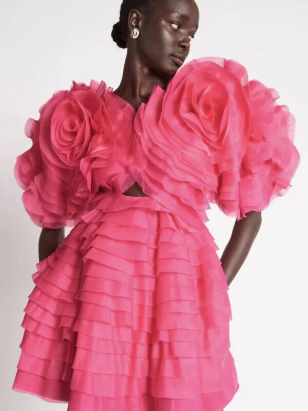 Aje Amour Ruffle Mini Dress in Berry Pink Size 10 / M