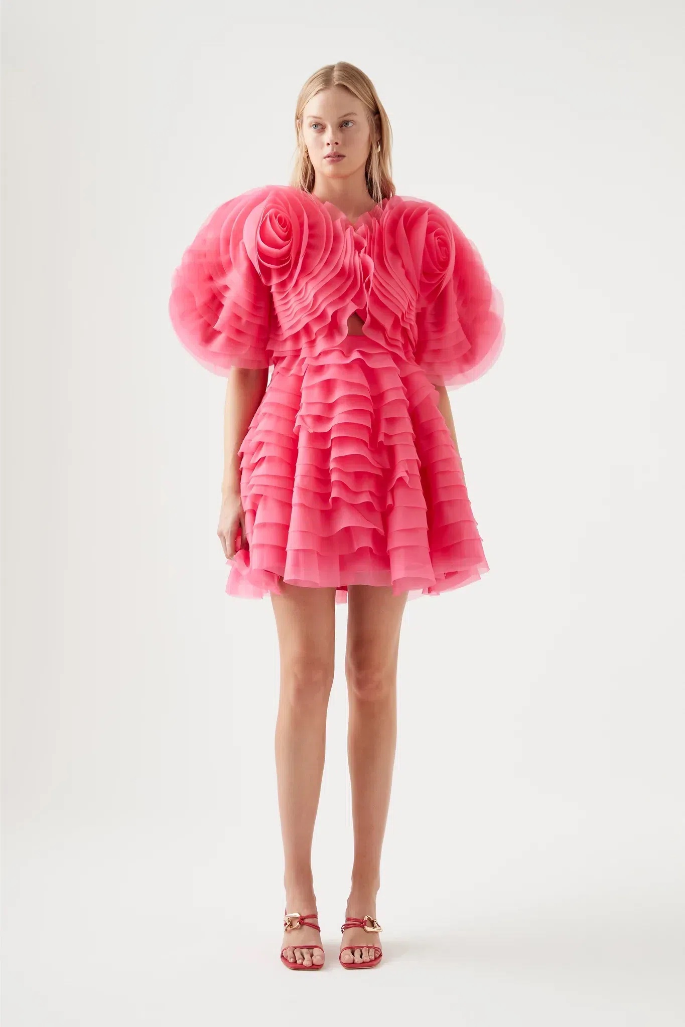 Aje Amour Ruffle Mini Dress in Berry Pink Size 10 / M