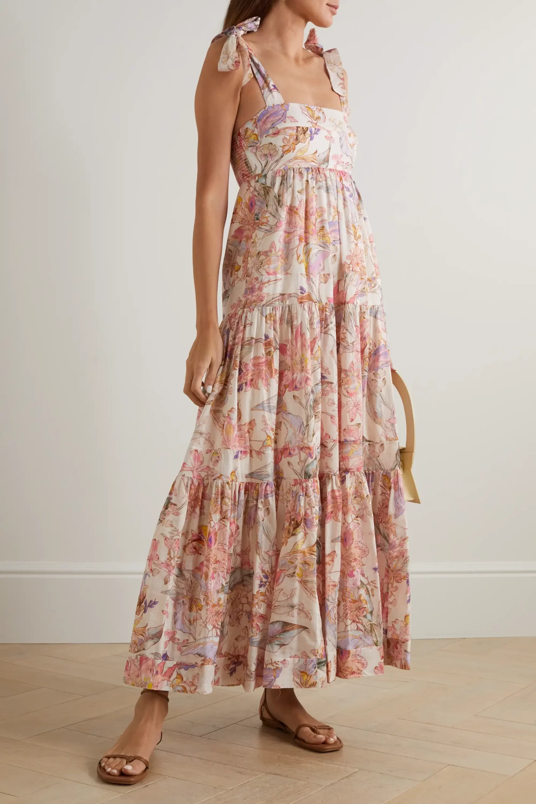 zimmermann layered dress ZIMMERMANN Tiered pleated voile midi dress