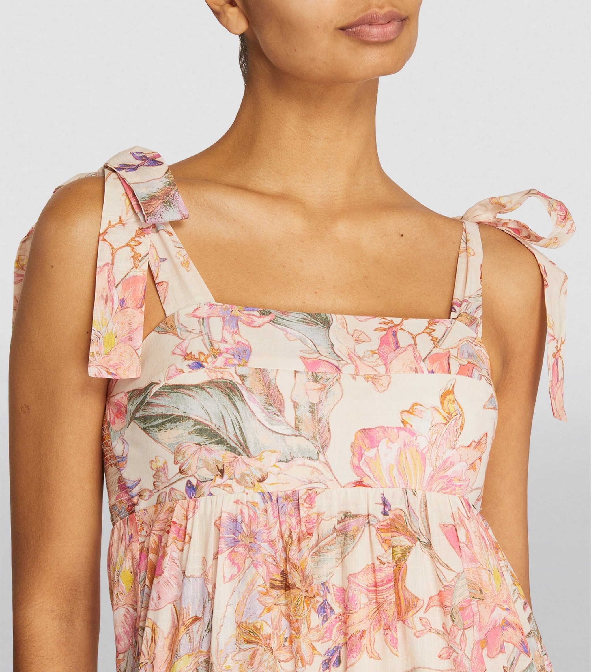 zimmermann cira floral linen bandeau midi-dress Zimmermann Cira Bandeau Midi Dress In Green - 10% Off