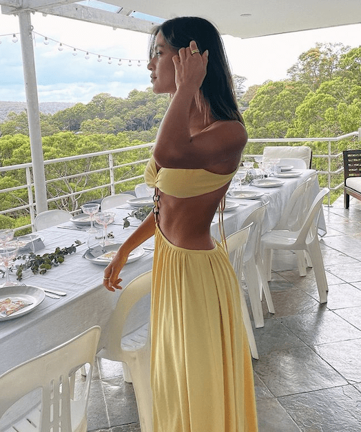 bec and bridge yellow and brown dress Bec + Bridge Brown Dresses