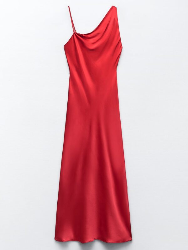1373-Zara red satin dress - 1