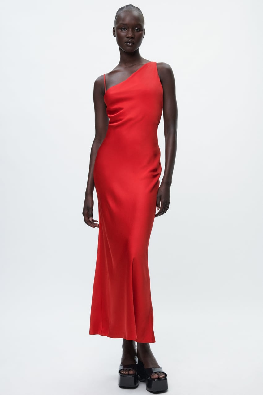 zara satin long dress Zara Red Slip dress with back detail – Size S – Rent a Dress