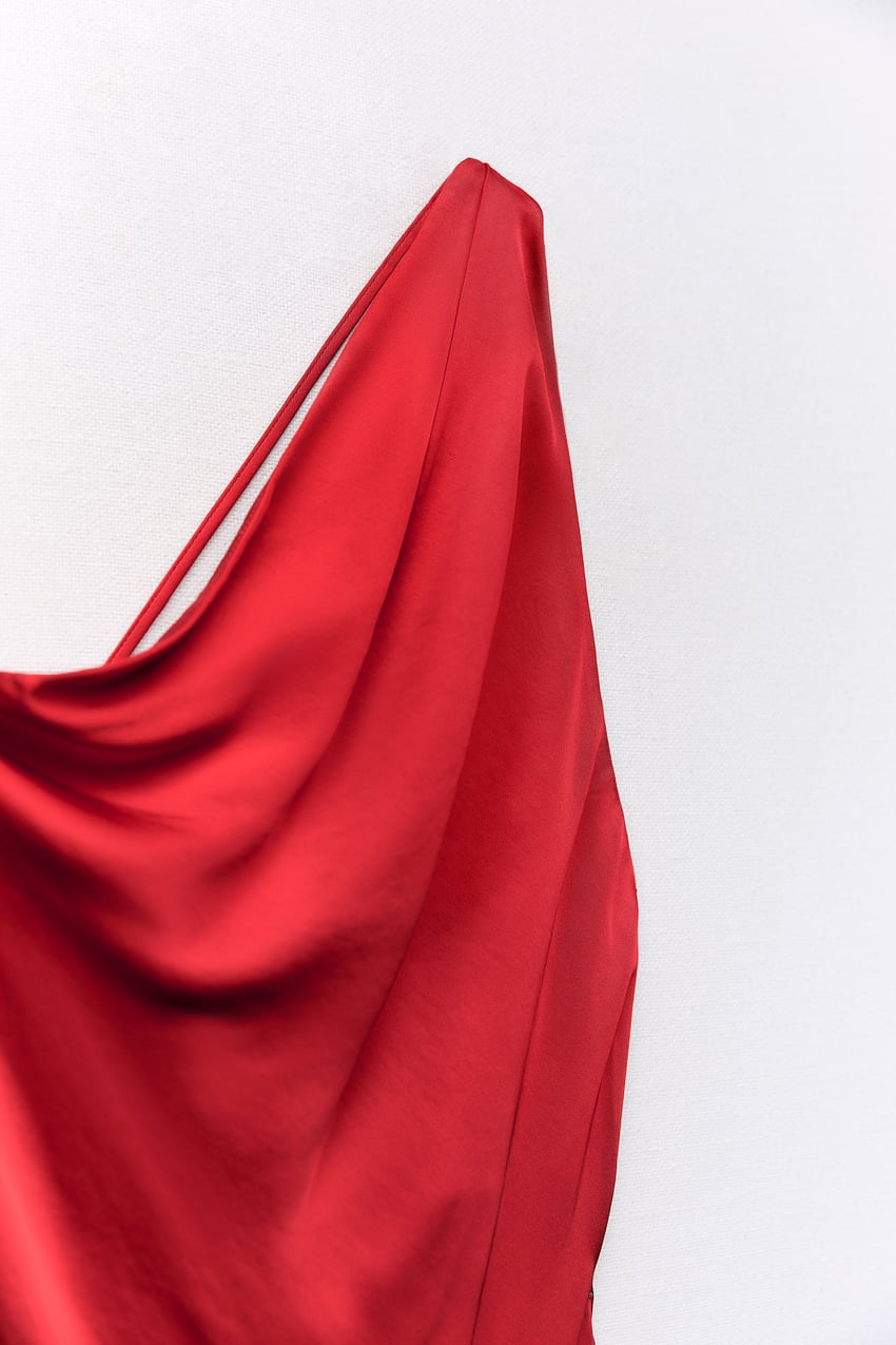 1373-Zara red satin dress - 6
