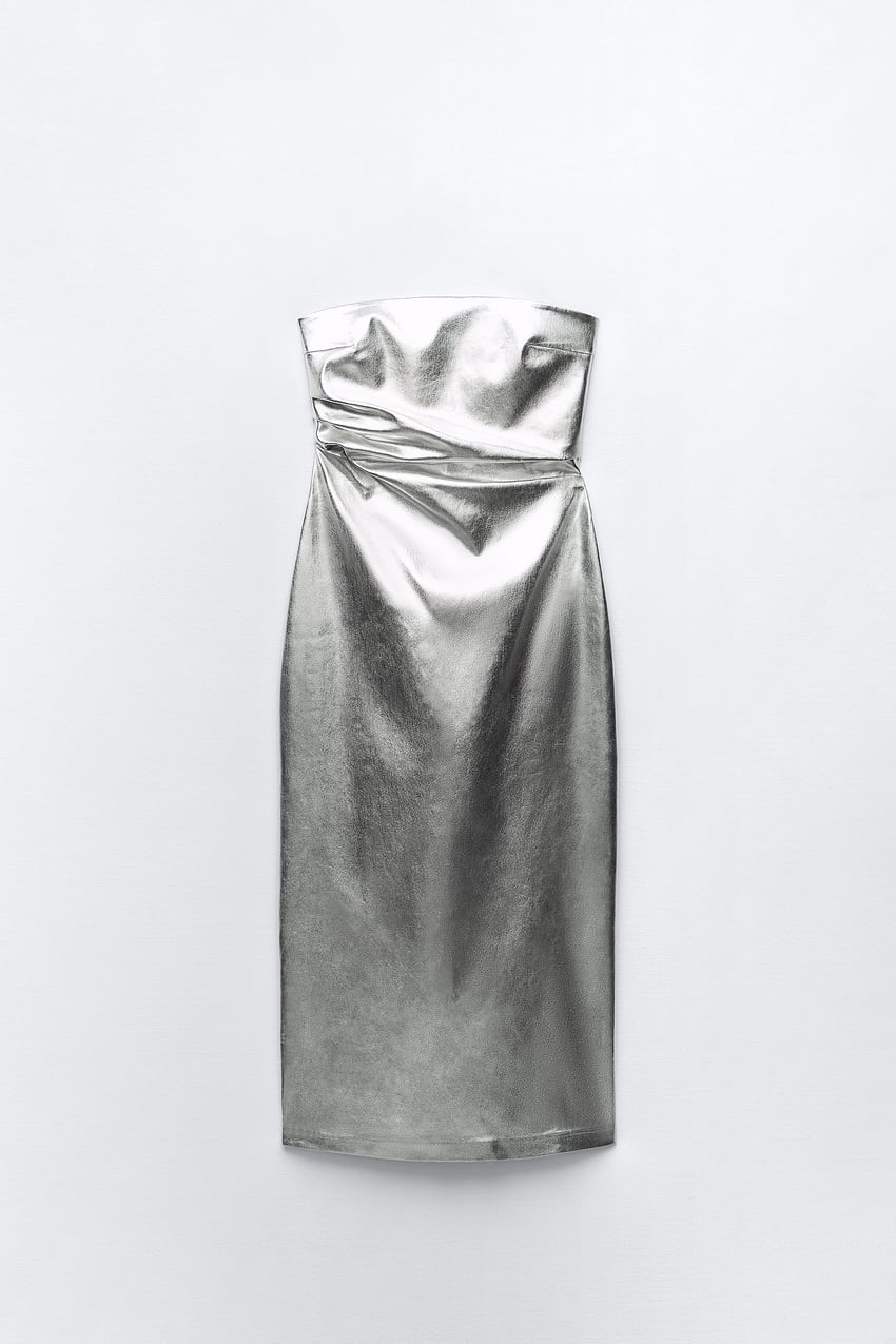 zara silver wrap dress Zara Metallic Dress