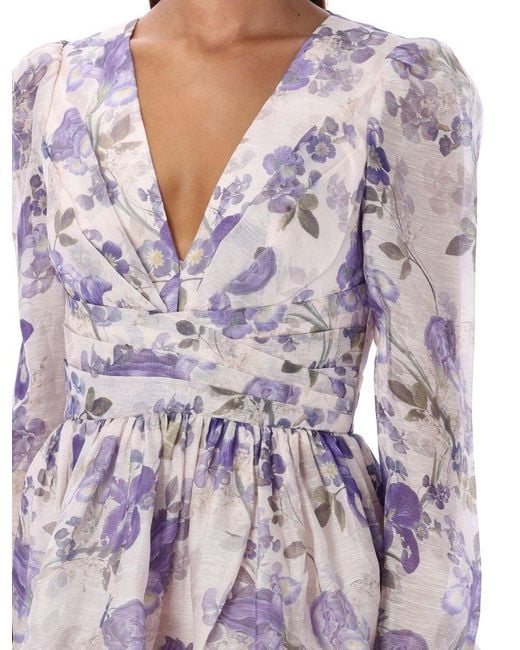 875-zimmermann-Multi-Lyrical-Flora-Printed-V-neck-Mini-Dress