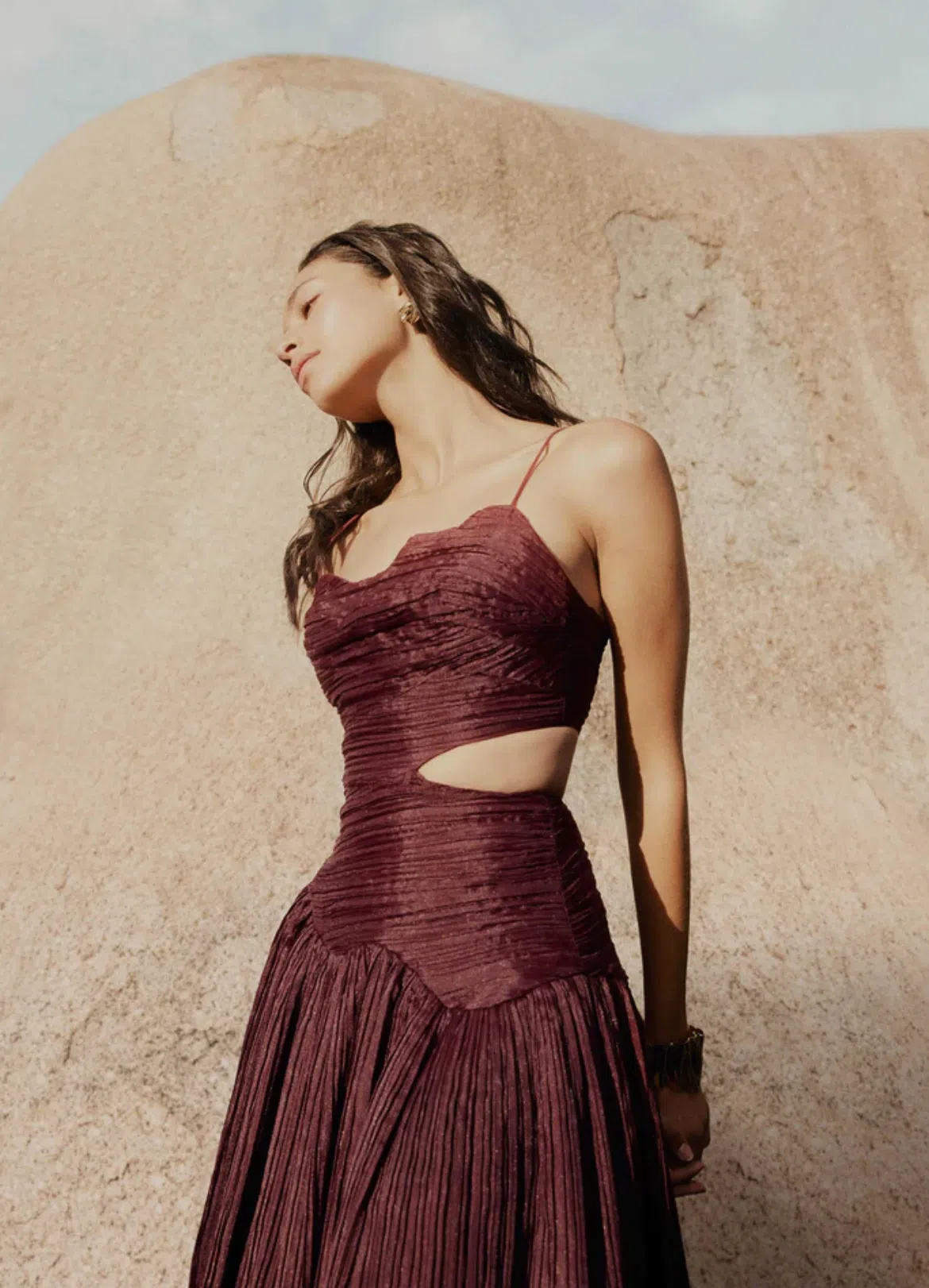 aje wave cut out dress AJE Wave Cut Out Ring Midi Dress