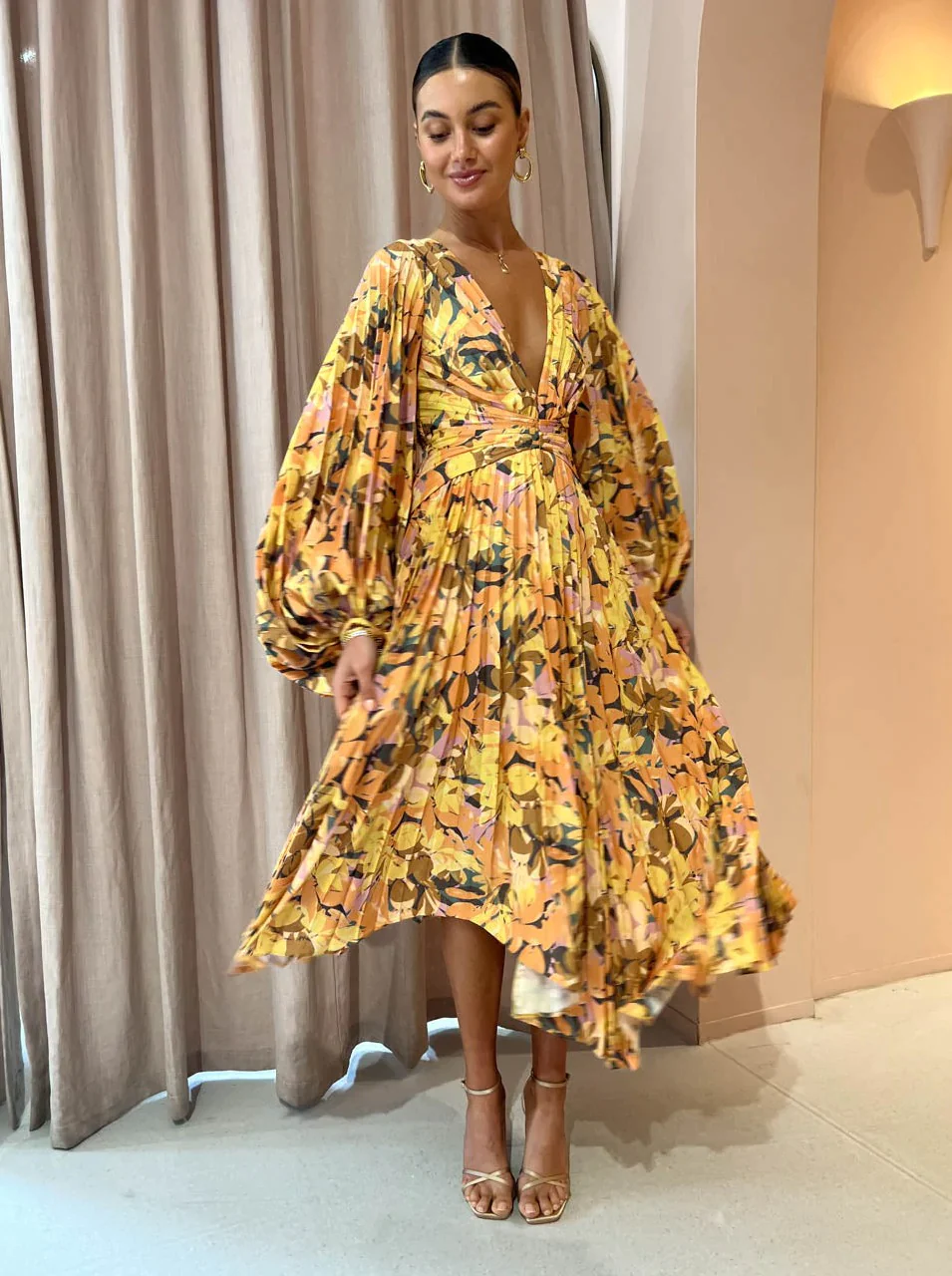 acler palms dress green Floral Midi – Rent a Dress sleeve-length:sleeveless