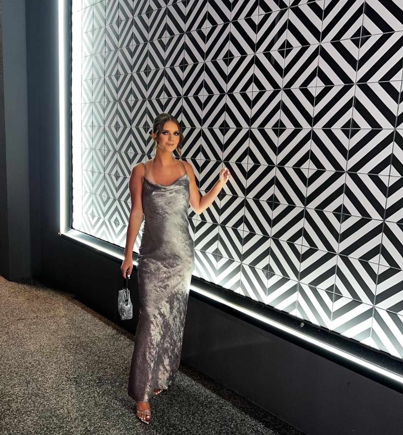 pewter satin dress Whistles Cowl-Neck Tie-Back Satin Maxi Dress