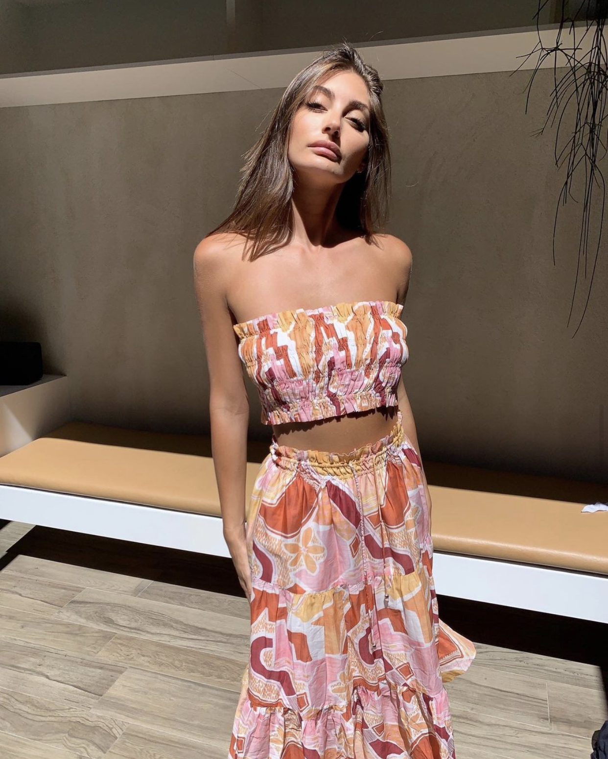 208-print steele paradise crop yolanda skirt set