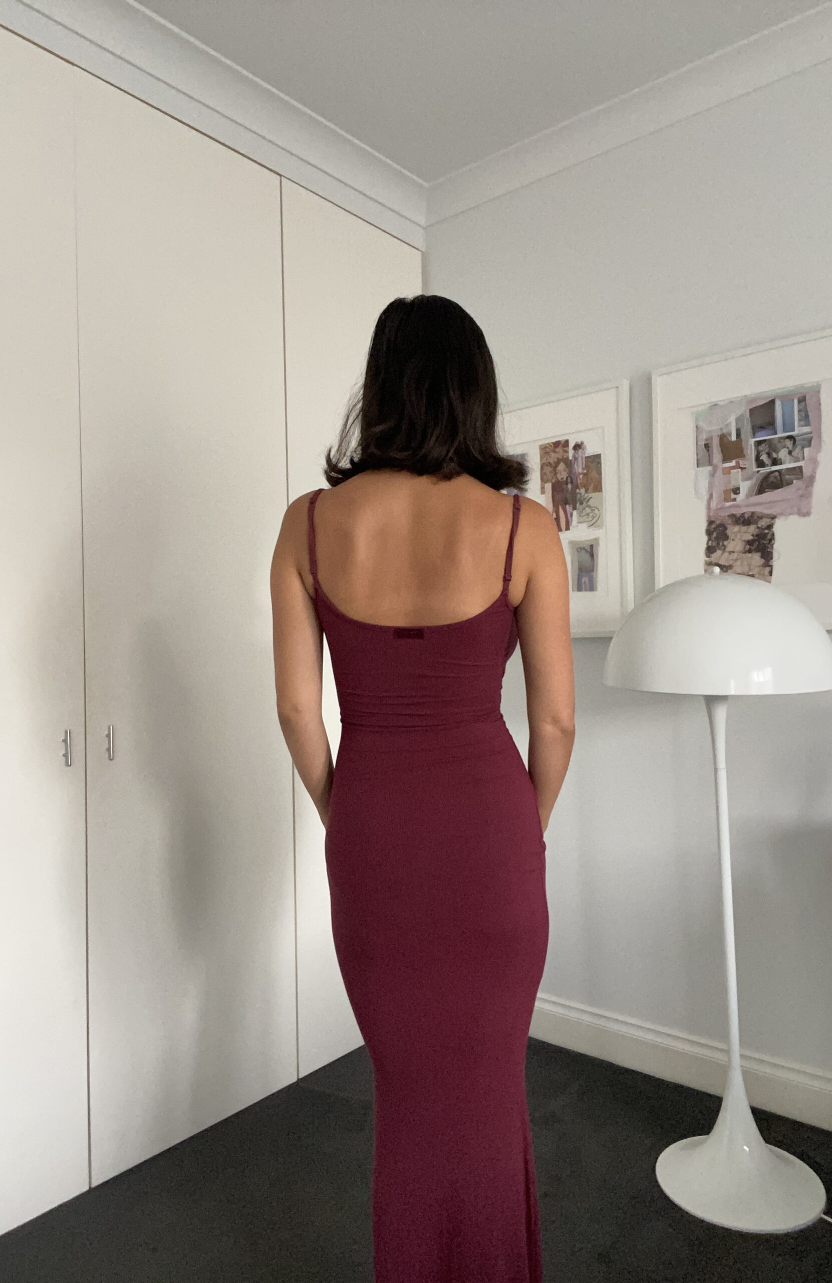 skims dress burgundy SKIMS Long Slip Dress
