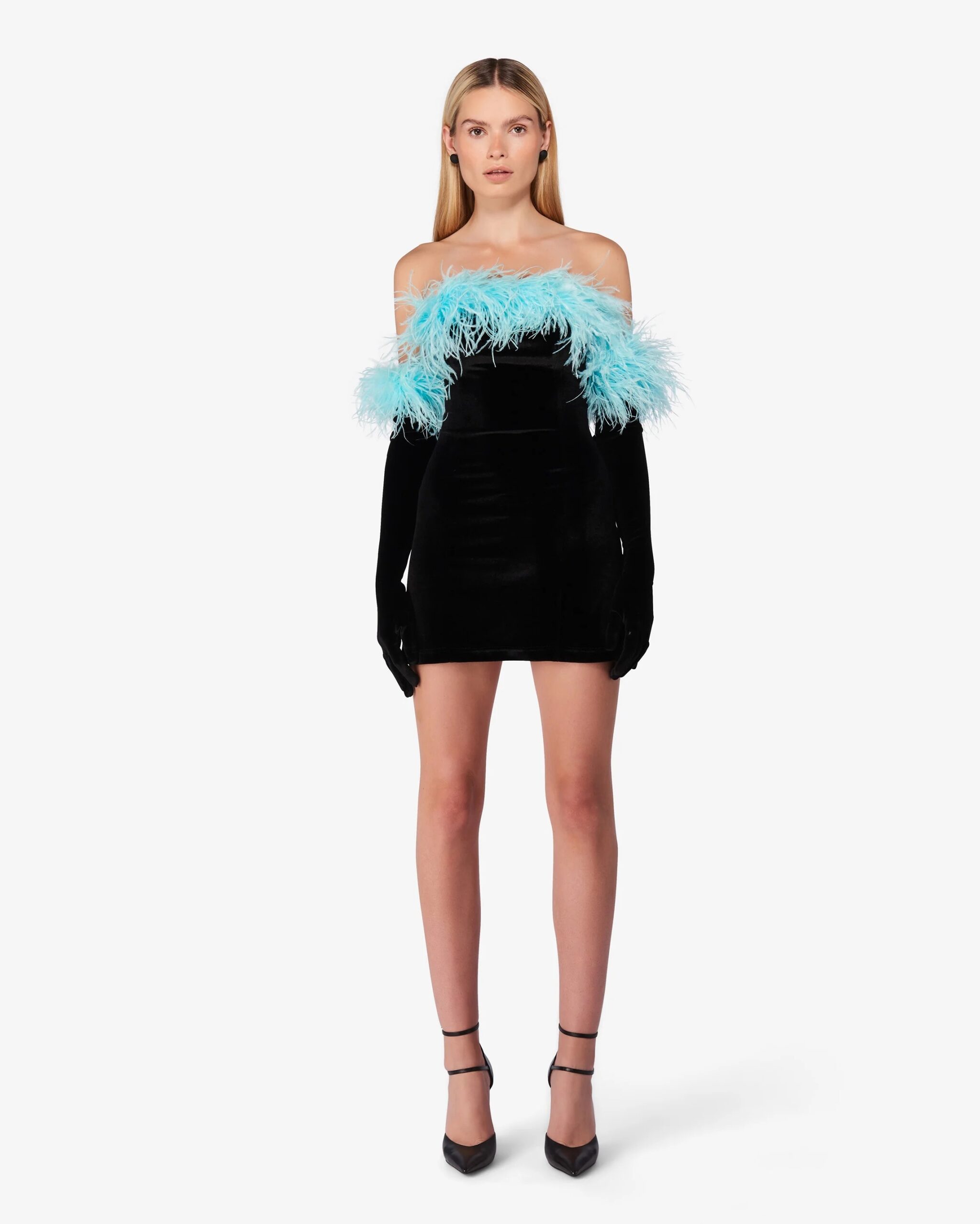 Miscreants Cupid dress & gloves with feathers