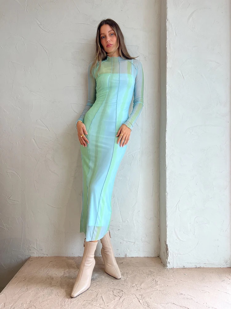 Significant Other JEAN DRESS IN GREEN MIRAGE for hire