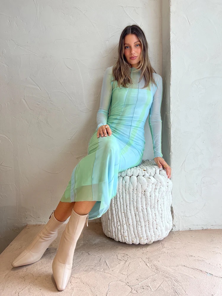 Significant Other JEAN DRESS IN GREEN MIRAGE for hire