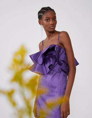 purple ruffle dress zara Zara purple ruffled dress with metallic thread