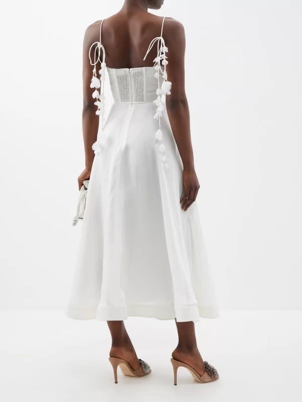 zimmermann wonderland corset midi dress ZIMMERMANN Wonderland Corset Linen-Blend Midi Dress