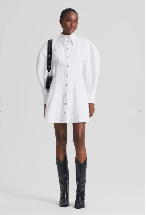 scanlan theodore denim cocoon dress Scanlan Theodore - Denim Cocoon Sleeve Mini Dress - White
