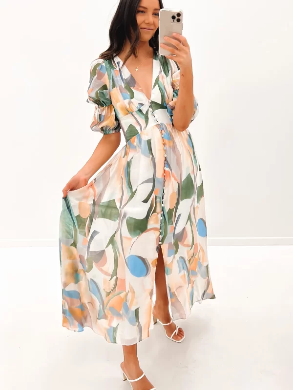 2420-Matilda Midi Dress Olive- Size 8